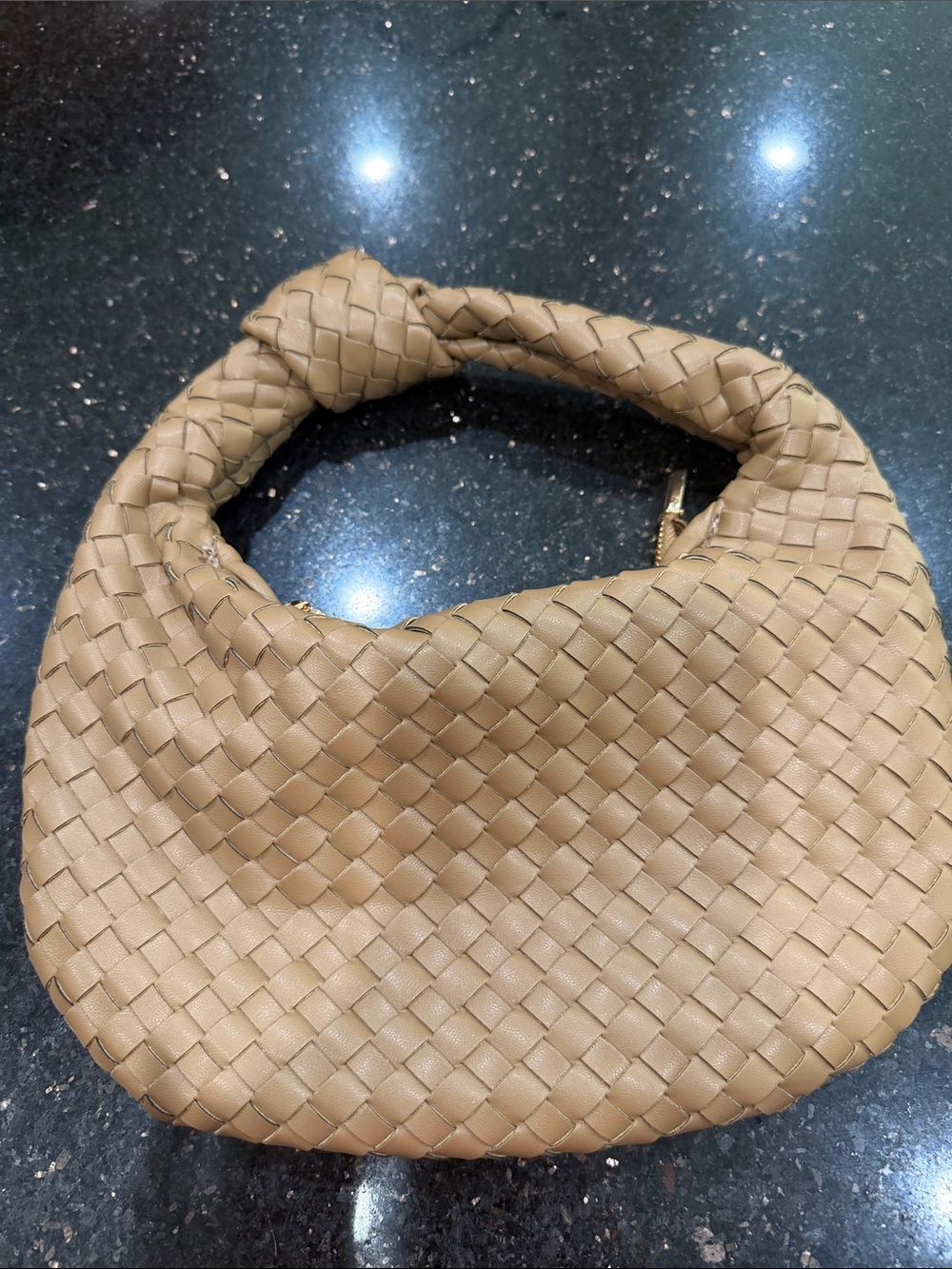 Melie Bianco Woven Knot-Handle Shoulder Bag